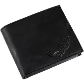 OXMOX Cuir porte-monnaie Leather Querscheinbörse Lizard Embossed Black noir