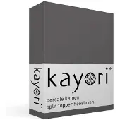 Kayori Drap-Housse Surmatelas Split Kayori Shizu Antracite (Percale)-180 x 210/220 cm