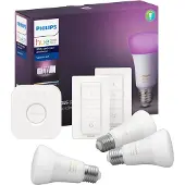 Philips White & Colour E27 Kit de démarrage avec 3 ampoules + 2 variateurs
