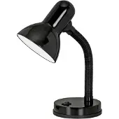 Eglo Lampe de table Basic, lampe de bureau pour enfants, lampe de lecture à col de cygne, lampe de bureau flexible, lampe de chevet noire avec douille E27
