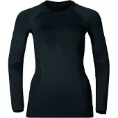 Odlo Maillot de Corps Odlo Womens L/S Crew Neck Evolution Warm Black Graphite Grey-XL
