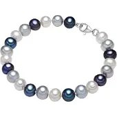 Valero Pearls Bracelet opal / bleu foncé / argent / blanc naturel