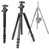 Kingjoy G55C+Q20 Trépied en carbone (Matières plastiques), Trépied, Noir