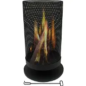 Bbq collection Panier à feu avec pare-étincelles - Cheminée de jardin 44,5 x 72,5 cm - Cheminée d'extérieur avec piquet - Poêle à bois pour le jardin et la terrasse - Bol à feu d'extérieur - Acier au