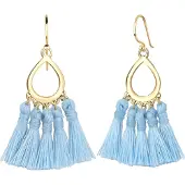 Elli Boucles d'oreilles 'Boho' bleu clair / or