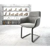 DELIFE Cantilever Pejo-Flex velours gris pied cantilever plat noir ressorts ensachés