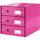 Leitz Module à 3 tiroirs Click + Store , en carton, rose