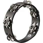 Meinl Percussion Tambourin Compact à 2 Rangées de Cymbalettes en Acier CTA2SBK