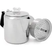 GSI Stainless Steel Silicone Glacier Coffee Percolator With Handle 6 Cup Clair