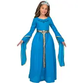 MOM Medieval Princess Girl Costume Bleu 5-6 Years Enfants
