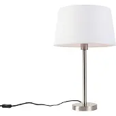 QAZQA Lampe de table moderne en acier avec abat-jour blanc 32 cm - Simplo