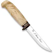 Marttiini Lynx Deluxe Bronze 450012, Polished Stainless Steel, Bronze Guard, Curly Birch couteau de outdoor