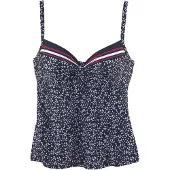 LASCANA Haut de tankini bleu marine / canneberge / blanc