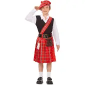MOM Scottish Kids Costume Rouge 10-12 Years Enfants