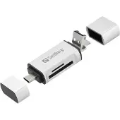 Sandberg Lecteur de carte USB-C+USB+MicroUSB (Micro USB, USB, USB-C), Lecteur de carte mémoire, Argent