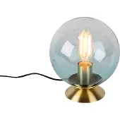 QAZQA Lampe de table Art Déco en laiton avec verre bleu - Pallon