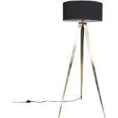 QAZQA Lampadaire moderne en laiton avec abat-jour noir - Ilse