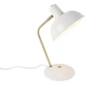 QAZQA Lampe de table rétro blanche avec bronze 38 cm - Milou
