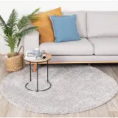 NATURL. Tapis rond à poils longs - Lofty Gris Clair | Ø 200 cm | Rond | Pile haute