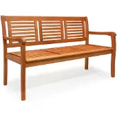 Casaria Banc de jardin eucalyptus 3 places pré-huilé certifié FSC