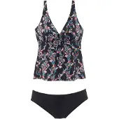 Petite fleur Tankini mélange de couleurs / noir