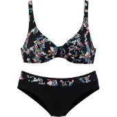 Petite fleur Bikini mélange de couleurs / noir