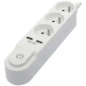 Chacon Bloc Multiprise + Usb 1.5 M Blanc (47312)