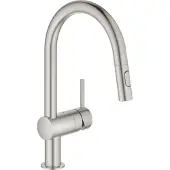 GROHE Minta Mitigeur monocommandé pour évier, portée 223mm, bec en C, extractible, Easy Docking, pivotant, double douchette d'évier, 32321DC2