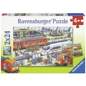 Ravensburger 2 x 24 pièces Kinder Puzzle Trubel am Bahnhof 09191