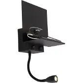 QAZQA Applique murale moderne noire avec USB et bras flexible - Flero