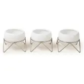 Umbra Porte-plante Potsy - 14x14x12cm - 3 pièces - Céramique Blanc/Nickel