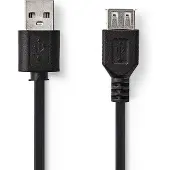 Nedis Câble USB USB 2.0 USB-A mâle USB-A femelle 480 Mbps Nickelé 2.00 m rond P (2 m, USB 2.0)
