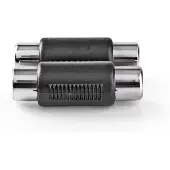 Nedis Adaptateur audio stéréo | 2x RCA Hona | 2x RCA Hona | Nickelplaterad | Rak | ABS | Svart | 1 st. | Verrouillage