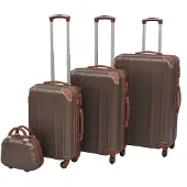 vidaXL Ensemble de quatre trolleys à coque dure marron café