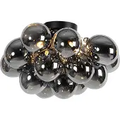 QAZQA Plafonnier design noir avec verre fumé 4 lumières - Uvas