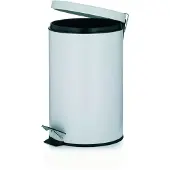 kela Silent Close Poubelle à pédale Cornell Métal blanc mat 39cmh 25cmØ 12L, 10929