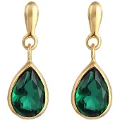 Elli PREMIUM Boucles d'oreilles 'Tropfen' or / vert
