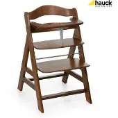 Hauck Alpha+ Chaise haute traditionnelle Siège dur Noyer