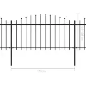 vidaXL Clôture de jardin avec fer de lance Acier 359 x 150 cm Noir