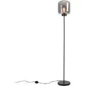 QAZQA Lampadaire design noir avec verre fumé - Qara