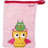 Playshoes débarbouillette hibou 20 cm rose