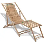 vidaXL Chaise longue avec repose-pieds en bambou