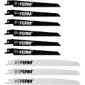 Ferm Jeu de lames de scie à guichet - RSA1001 - 9 Pièces - 6.35 TPI - 127mm Longueur dentée - HCS - 150 x 19 x 1.2mm - 200 x 19 x 1.2mm