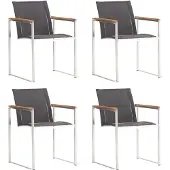 vidaXL Chaises de jardin 4 pcs. Textilène et acier inoxydable Gris