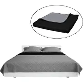 vidaXL Couvre-lit à double face matelassé Noir/Gris 220x240 cm130884