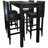 vidaXL Ensemble de bar Table de bar avec 4 tabourets de bar Noir