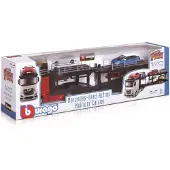 Bburago 1/43 Street Fire Tow Mercedes Benz Actros With Volkswagen Polo Gti Mark 5 18-31458 Car Argenté