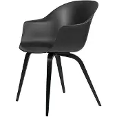 Gubi Bat Dining Chair Non-Upholstéré Wood Base | Black Stained Beech | Black