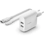 Belkin Chargeur avec 2 Ports USB-A 12 W + Câble USB-A vers USB-C 1 m