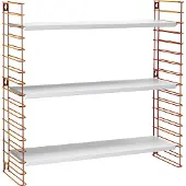Metaltex 377608340 Bibliothèque TOMADO avec 3 étagères blanches et grilles latérales en cuivre / Étagère suspendue / Système d'étagères TOMADO